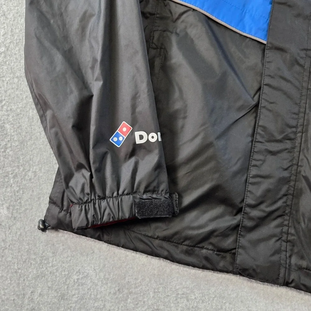 Domino's Jacket Mens S Blue Windbreaker Hooded Lined Pockets Reflective